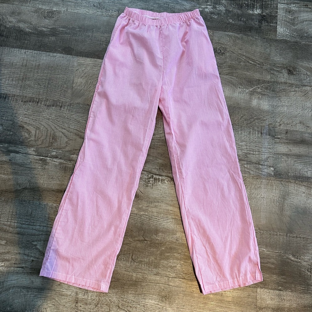 Pink striped light pj pants small
